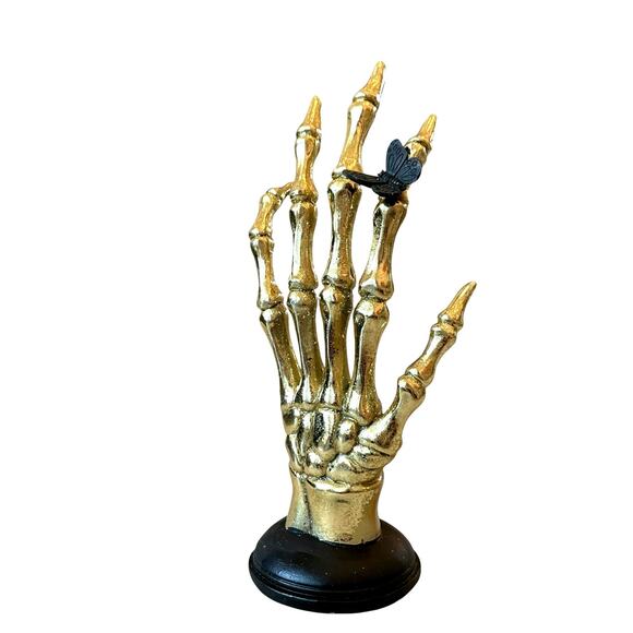 Christian Lacroix Metallic Gold Skeleton Hand 10.75in Glam Halloween Decor NEW - Picture 1 of 13